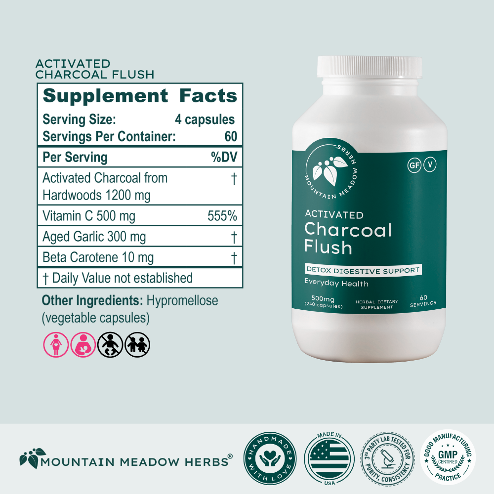 Activated Charcoal Capsules for Digestive Health | Mountain Meadow Her
